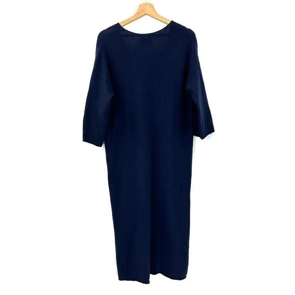 J. Crew x Demylee Ribbed Merino Wool Dress Sz S Navy